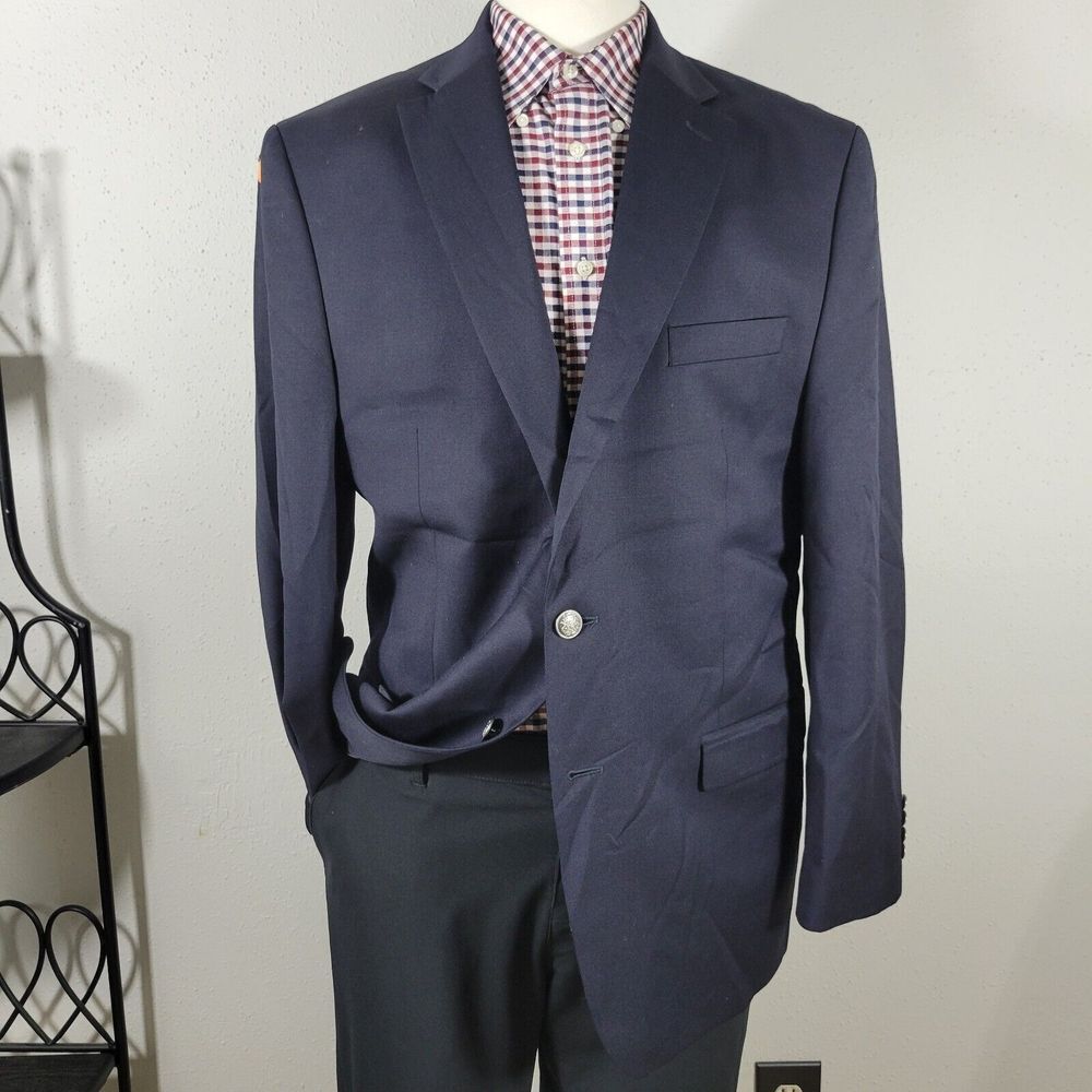 Michael Kors Men's Sport‎ Coat Blazer Two Button Deep Navy Wool Poly Twill 44R